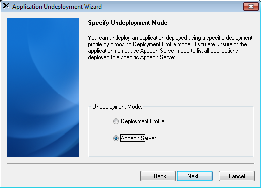 Specify Undeployment Mode window