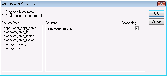 Specify sort column