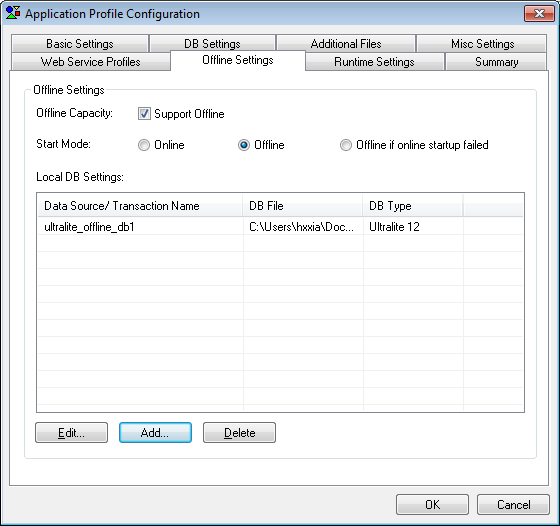 Local DB Settings