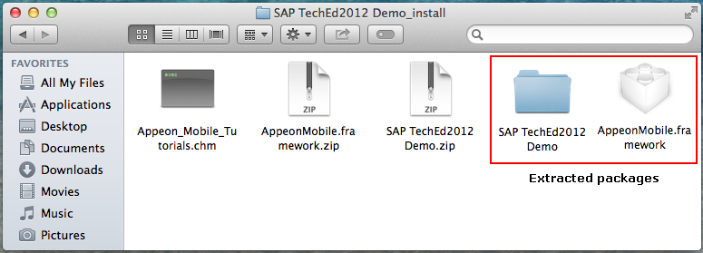 Extracted packages on the Mac machine