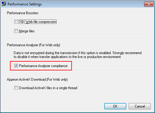 Performance Analyze compliance option