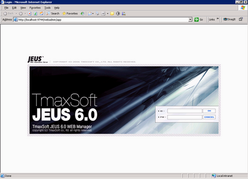 JEUS Web Manager login page