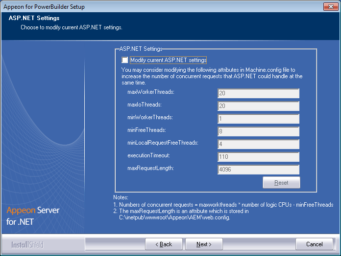 ASP .NET settings