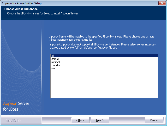 Choose JBoss Instances