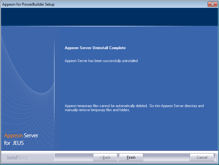Appeon Server uninstall complete