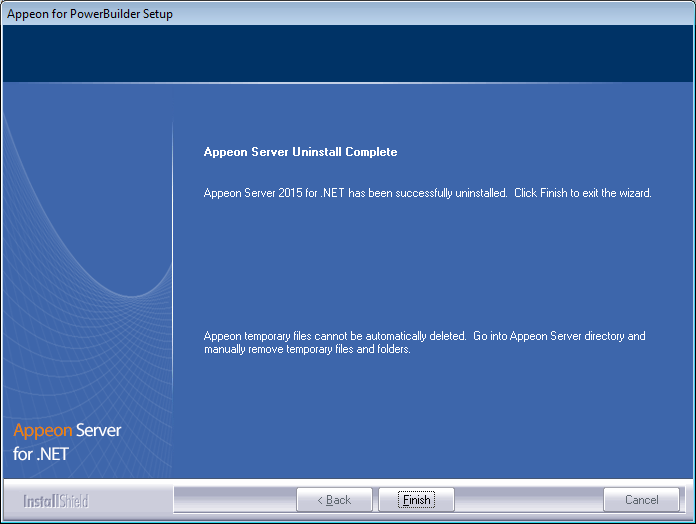 Appeon Server uninstall complete