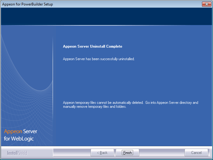 Appeon Server uninstall complete