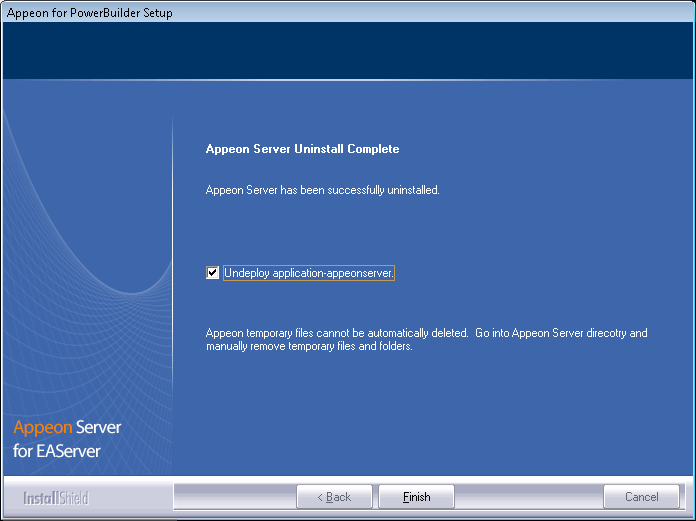 Appeon Server uninstall complete