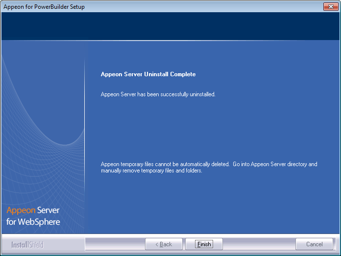 Appeon Server uninstall complete