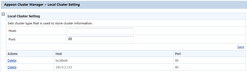 Local cluster settings