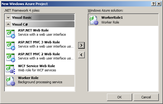 New Windows Azure project