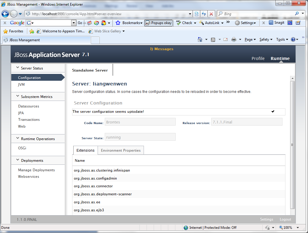 Datasources Configuration page