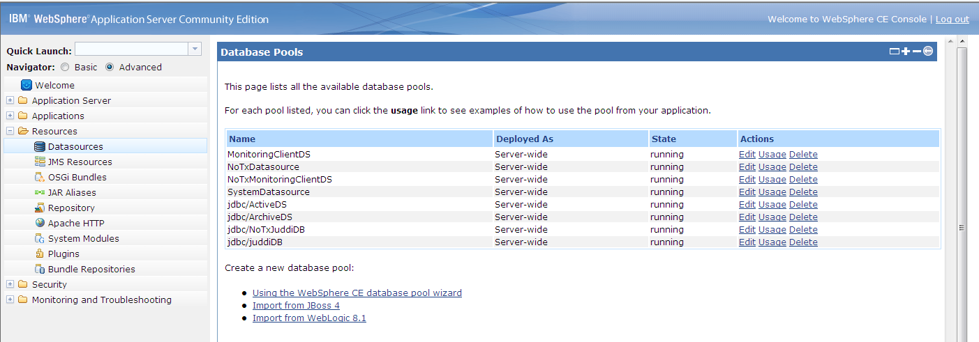 Create Database Pools