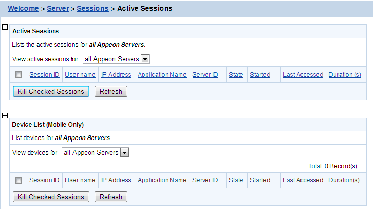 Active Sessions