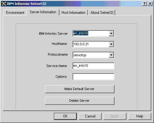 Configure the Informix server information