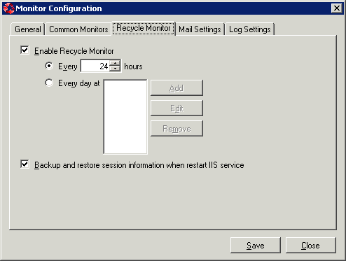 Recycle Monitor tab