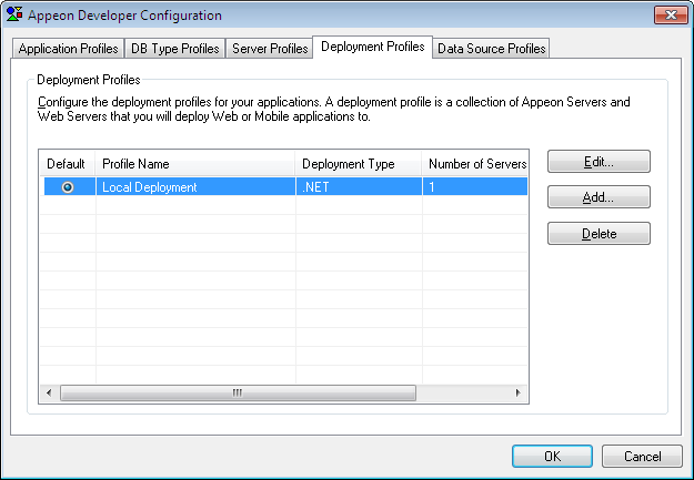 Deployment Profile tab page