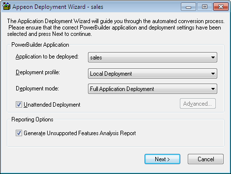 Full application deployment