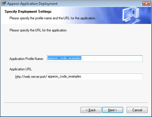 Specify Application Profile Name and Application URL