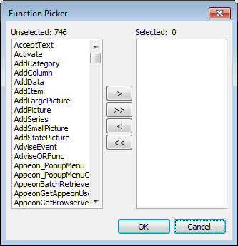 Function Picker dialog