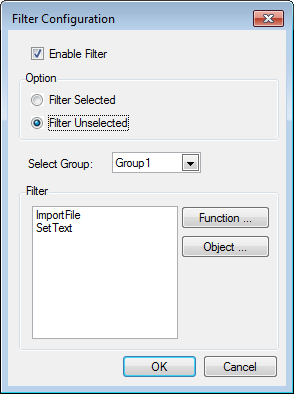 Filter Configuration dialog