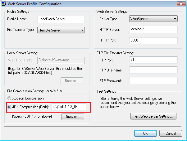 Web server profile configuration in Appeon Developer