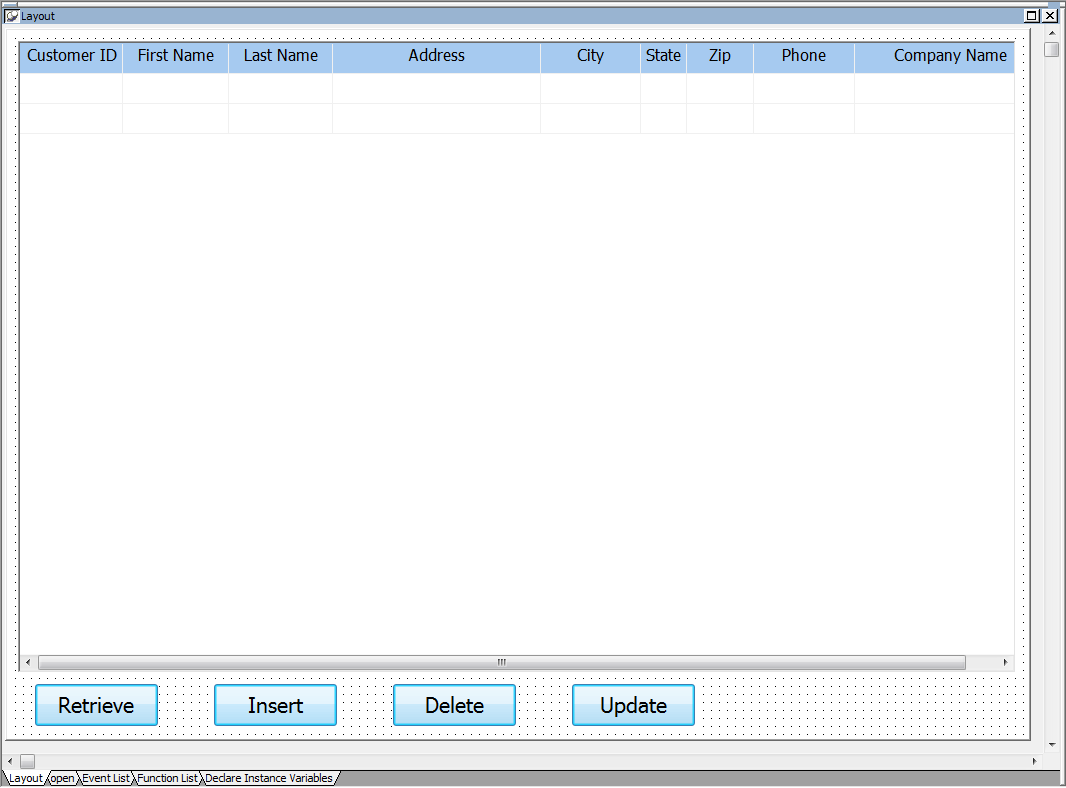 Layout view of window and controls