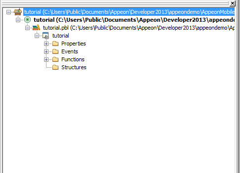 Newly created workspace in the system tree