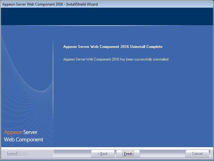 Appeon Server Web Component uninstall complete