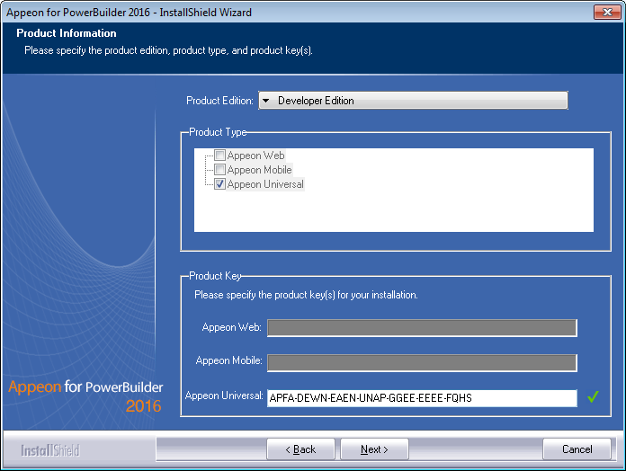 Product edition, type and key page