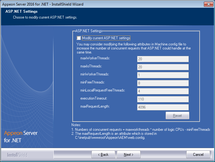 ASP .NET settings