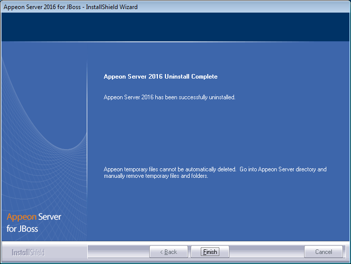 Appeon Server uninstall complete
