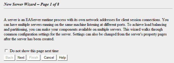 New Server Wizard - page 1 of 8