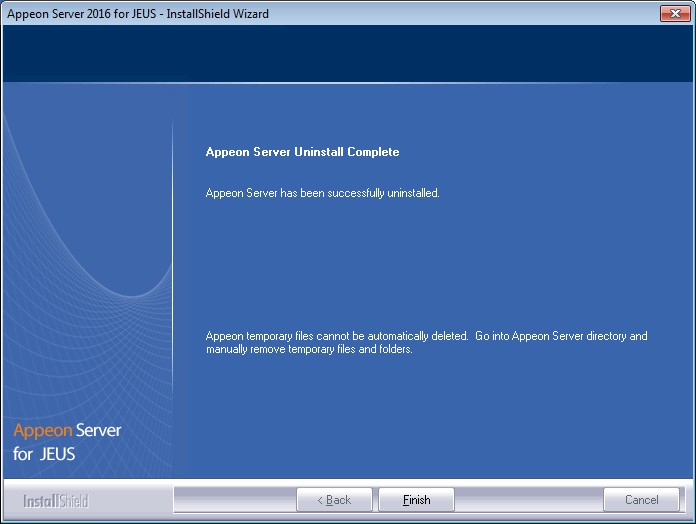 Appeon Server uninstall complete