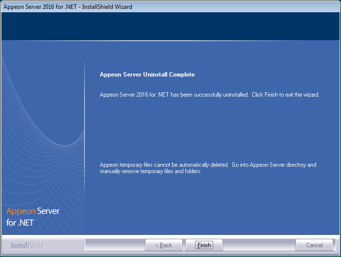 Appeon Server uninstall complete