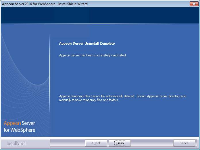 Appeon Server uninstall complete