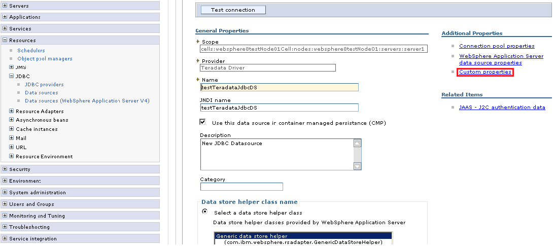 The details of the newly created data source information page