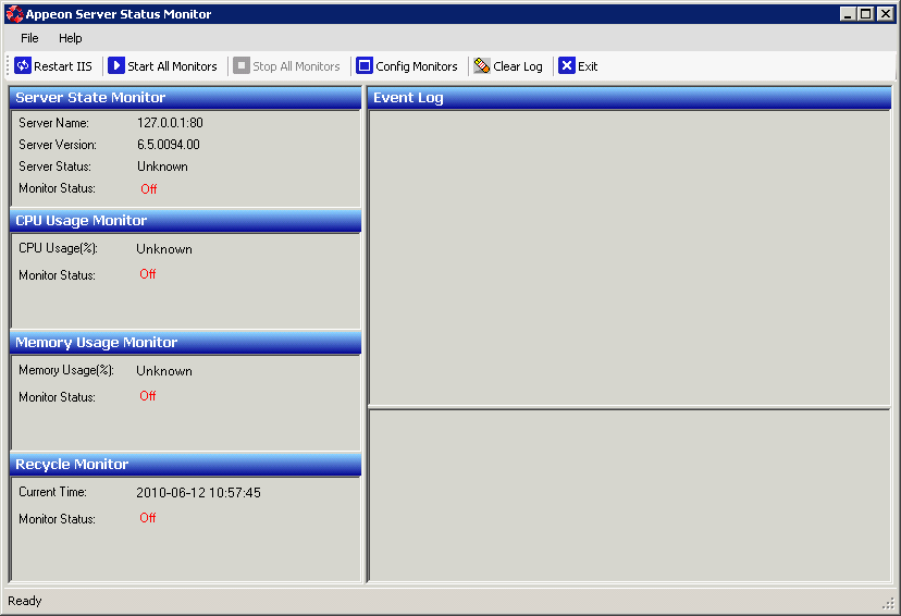 Appeon Server Monitor main window