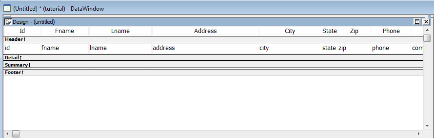DataWindow Design view