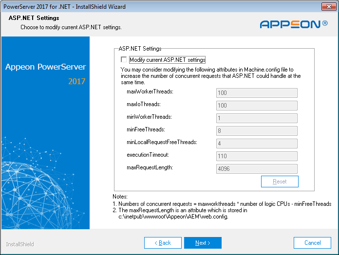 ASP .NET settings