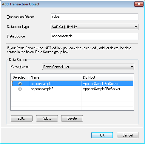 Data sources in the PowerServer