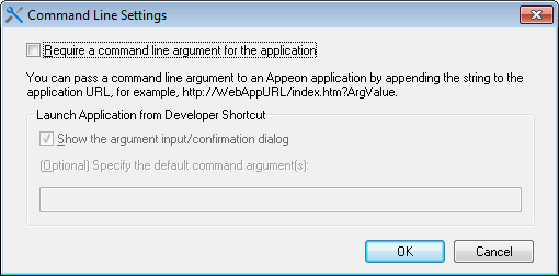 Command Line Settings dialog box