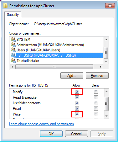 ApbCluster permissions