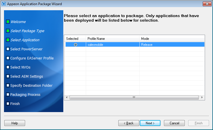 Select an application