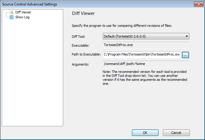 Source Control Advanced Settings