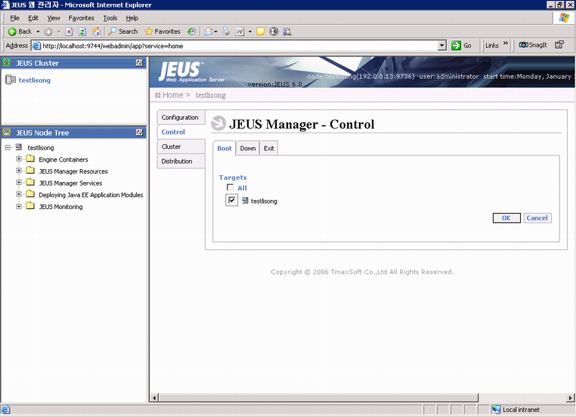 JEUS Manager - Control