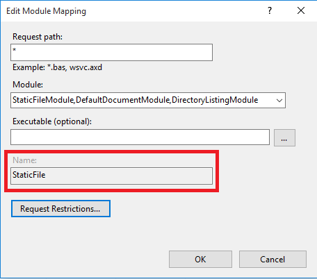 "StaticFile" module mapping