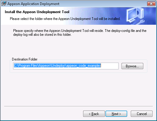 Specify location for the PowerServer Undeployment Tool