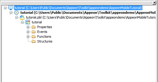 Newly created workspace in the system tree