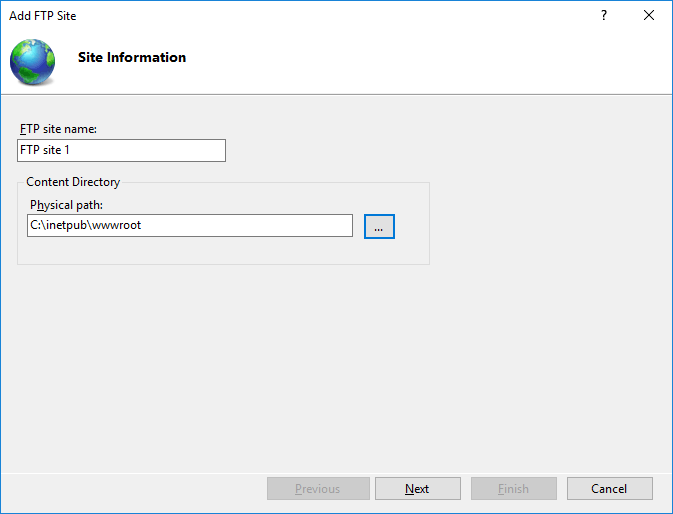 FTP site properties